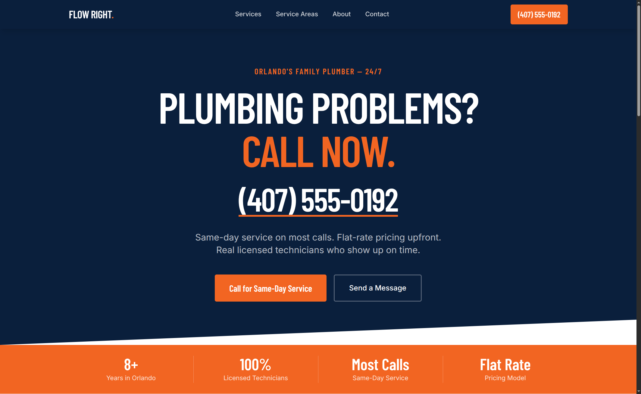 Screenshot of Flow Right Plumbing